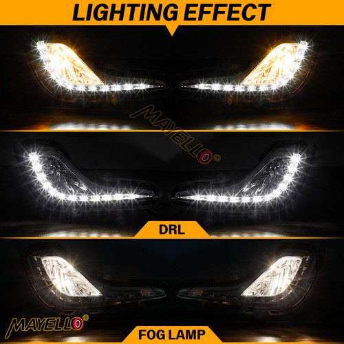 LED Fog Lights +DRL For 2012-17 Hyundai Accent Sedan/Hatchback Front Bumper Lamp - Picture 2 of 10