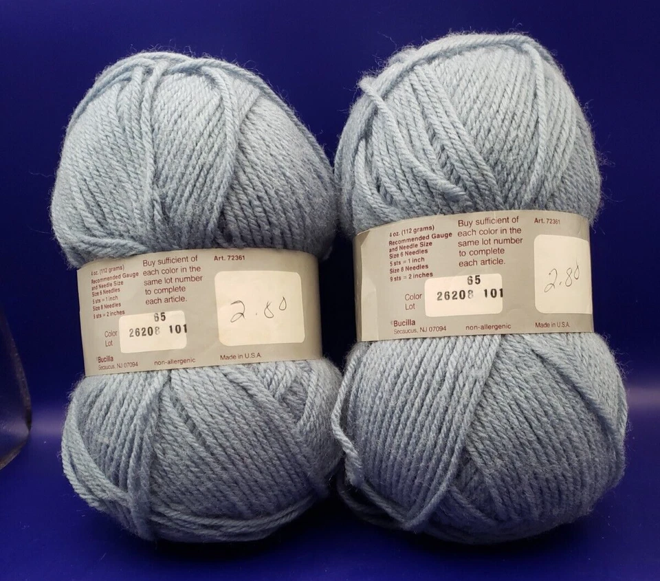 Lot of 2 Bucilla 'Softex' Blue 4-Ply Worsted Wt Acrylic Yarn 4 Knit Crochet - Image 2 of 2
