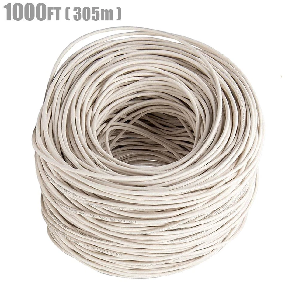 1000FT CAT6 Network LAN Ethernet UTP Bulk Cable Solid Copper Wire 23AWG White - Image 3 of 4