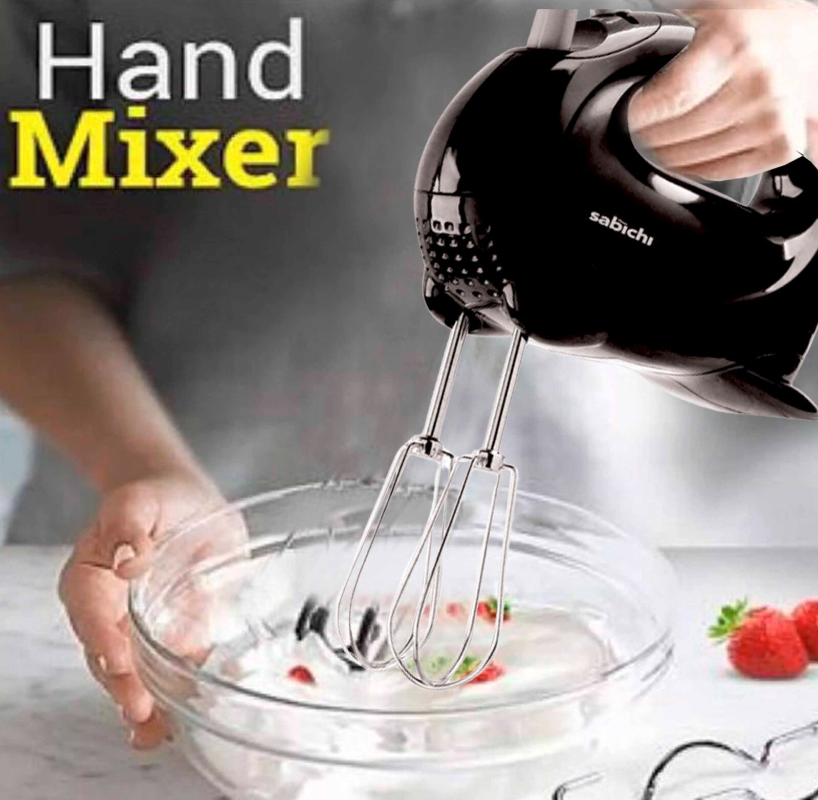Sabichi Hand Mixer Food Whisk Beater Black 5 Speed Electric Blender