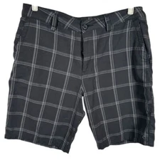 Rip Curl Black & White Plaid Check Casual Surf Board Shorts Size 36