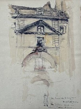 HISTORIC LANDMARK PAINTING ARCHITECTURAL SIGNED 1920'S DATED MYSTERY ARTIST OLD