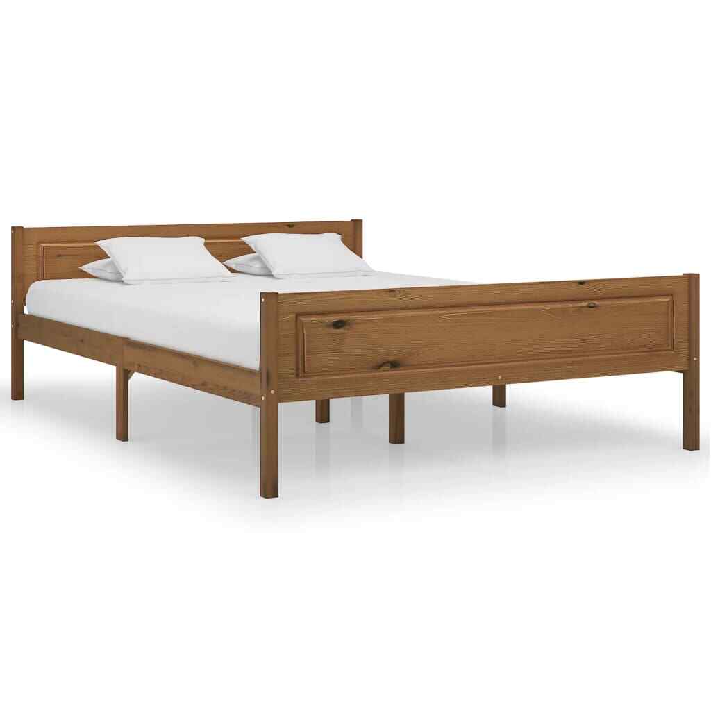 Bed Frame Solid Pinewood Honey Brown 160x200 cm