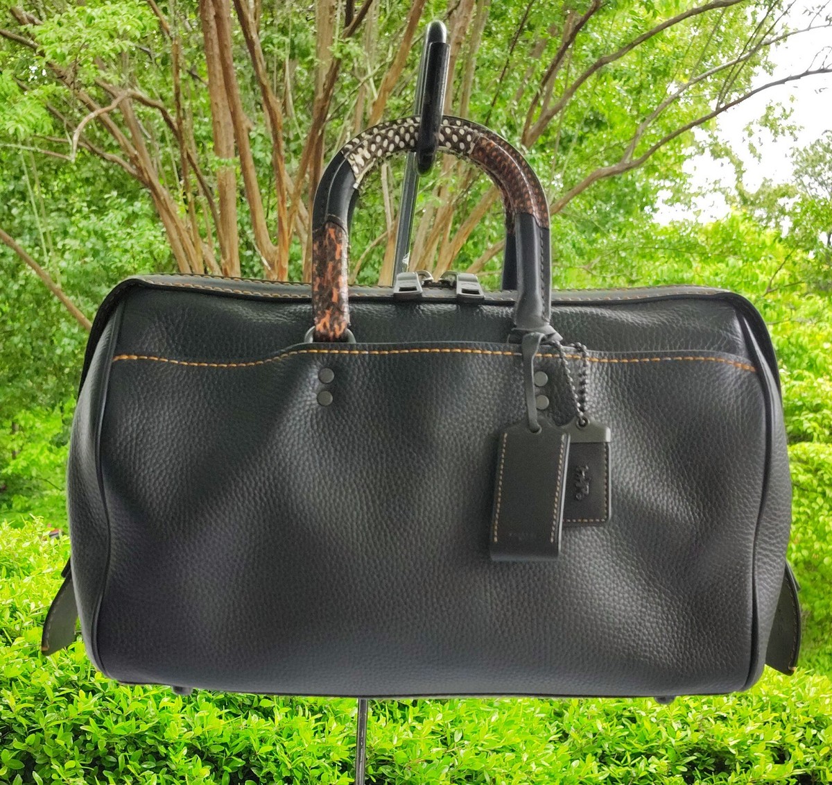 ★ユキムネ★美品✨レア　コーチ　ボストンバック　レザー　ステッチ Coach 1941 LARGE 58689 Rogue 26 Black Leather Satchel with Exotic