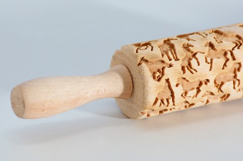 Engraved rolling pin wooden ANY PATTERN cat heart horse laser cut embossing pin - Picture 24 of 33