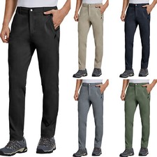 Men's Dress Pants Slim Fit Stretch Chino Tapered Zipper Pockets Workwear Trouser