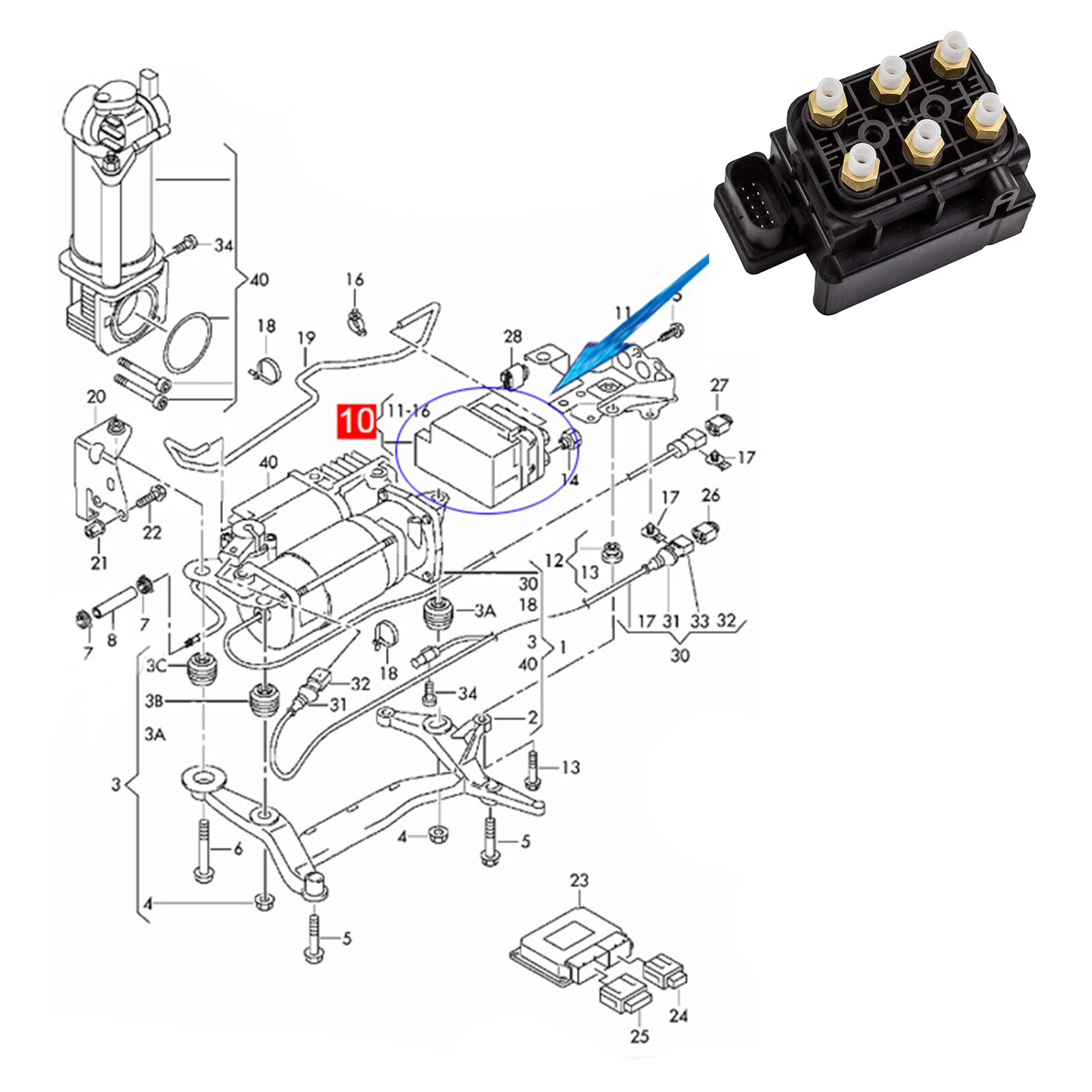 Valve Block Air Suspension #7L0698014 68087233AA Supply For Audi  