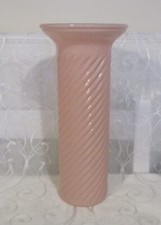 Vintage Pink Ribbed Spiral Cylinder Vase With Wide Rim Anchor Hocking ?
