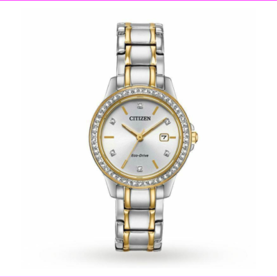 Citizen Two-Tone Silver and Gold Eco-Drive Crystal Accent Watch Citizen Eco-Drive Ceci Women main image 4
