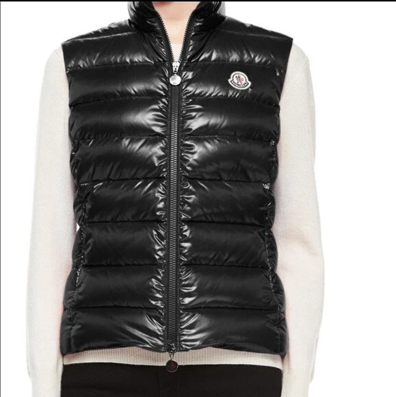 Moncler Ghany Black Down Puffer Vest Size 1