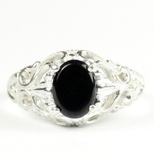 Black Onyx, Solid 925 Sterling Silver Ladies Ring, SR113