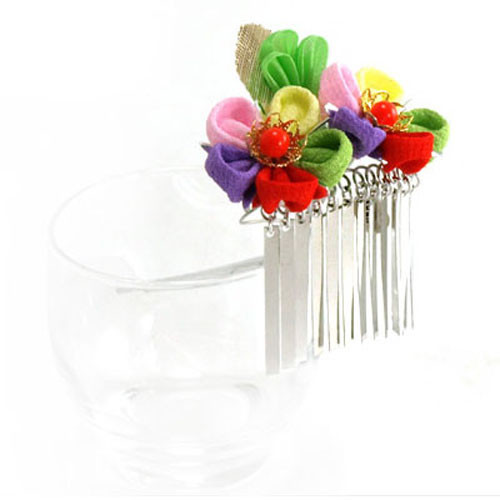 Kanzashi Fiore Ume Tsumami Giapponese Fatto A Mano Con Clip #100