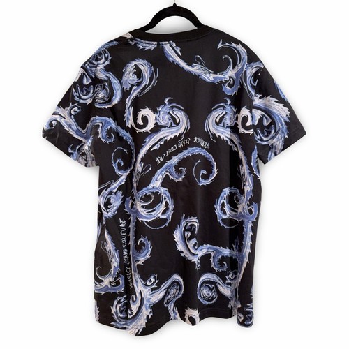NWT Authentic Versace Jean Couture Men's Baroque Cotton T-Shirt Size L Blue - Picture 2 of 5