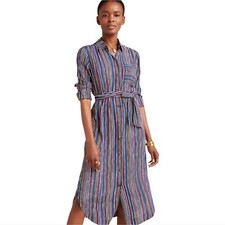 Maeve by Anthropologie Letty Striped Shirtdress Sz 2
