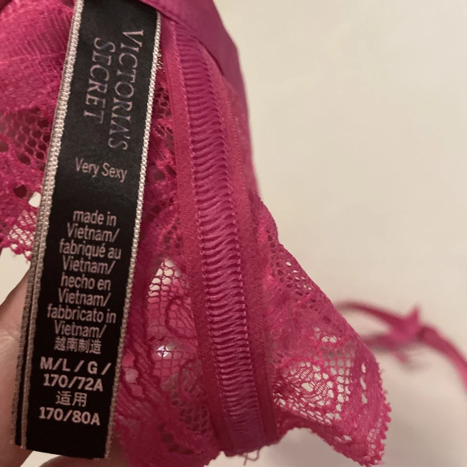 Cinturón liguero de encaje rosa Victoria's Secret talla M L corazón de encaje Foto 4 de 4
