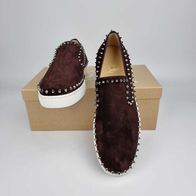 CHRISTIAN LOUBOUTIN Pik Boat Brown Suede Sneakers New Size  display picture 3