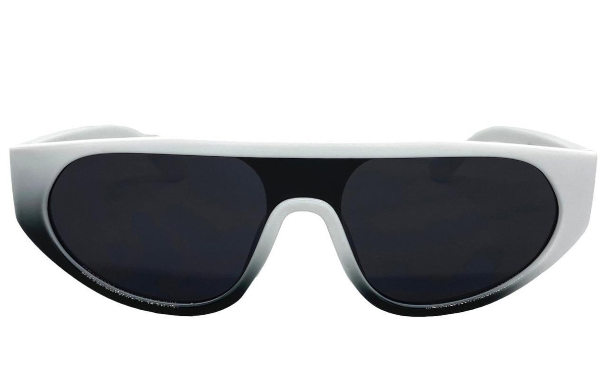 Futuristic Clear See Through Single Shield Rave Festival Clubwear Glasses HW1007 - Wraparound Futuristic Shield Rimless Translucent  main image 3