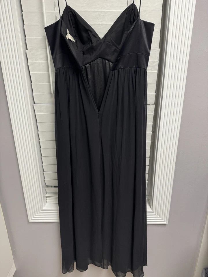 Maxi Vestido Negro Casa Blanca Mercado Seda Imperio Talla 10 Foto 4 de 4