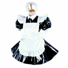 new! heavy PVC Lockable Sissy Maid vinyl Dress Unisex