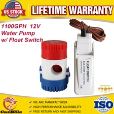 1100GPH Water Pump Auto w/ Float Switch 12V Automatic Submersible Boat Bilge