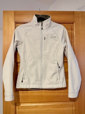 The North Face Womens Soft Shell Jacket Small Cream Ivory Fleece Lined Full Zip