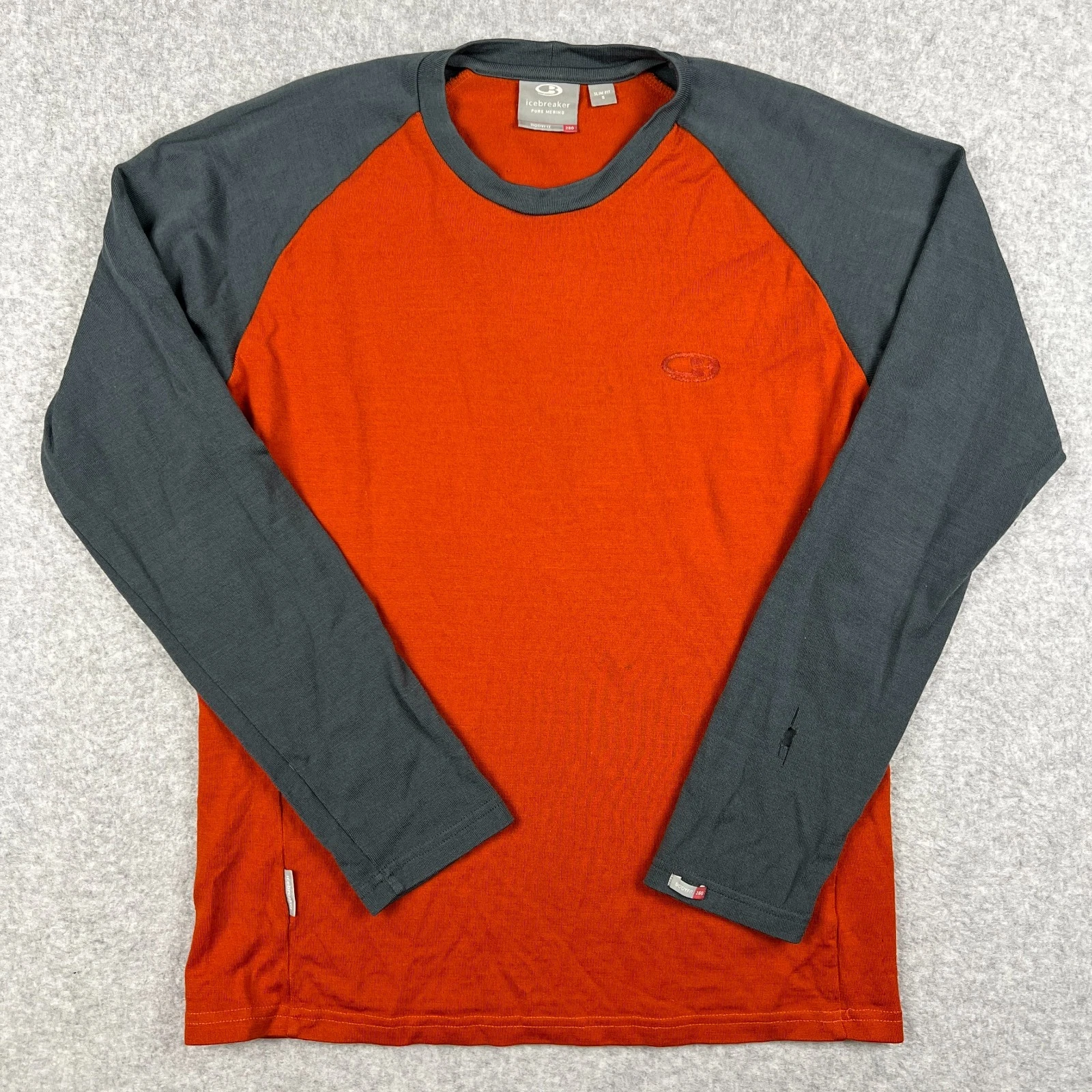 Icebreaker Bodyfit 260 Merino Wool Baselayer Long Sleeve Shirt Small Slim Orange
