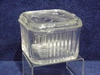 Vintage Federal Refrigerator Glass Storage Dish Ribbed w/Embossed Vegetables Lid