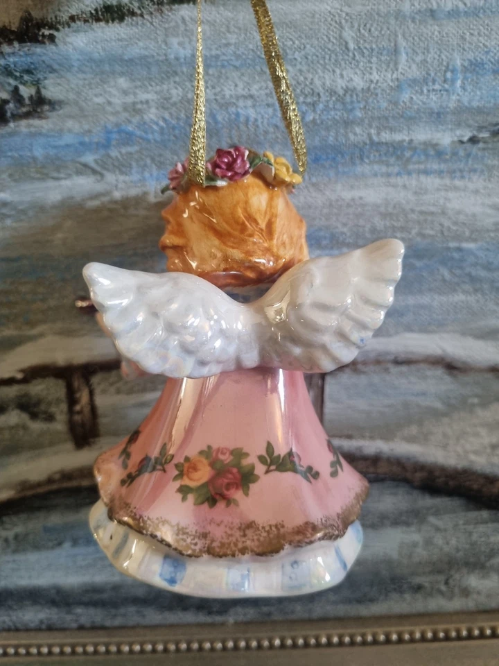 Royal Albert Hanging "Old Country Roses" Angel Playing violin Christmas Ornament Foto 2 de 4