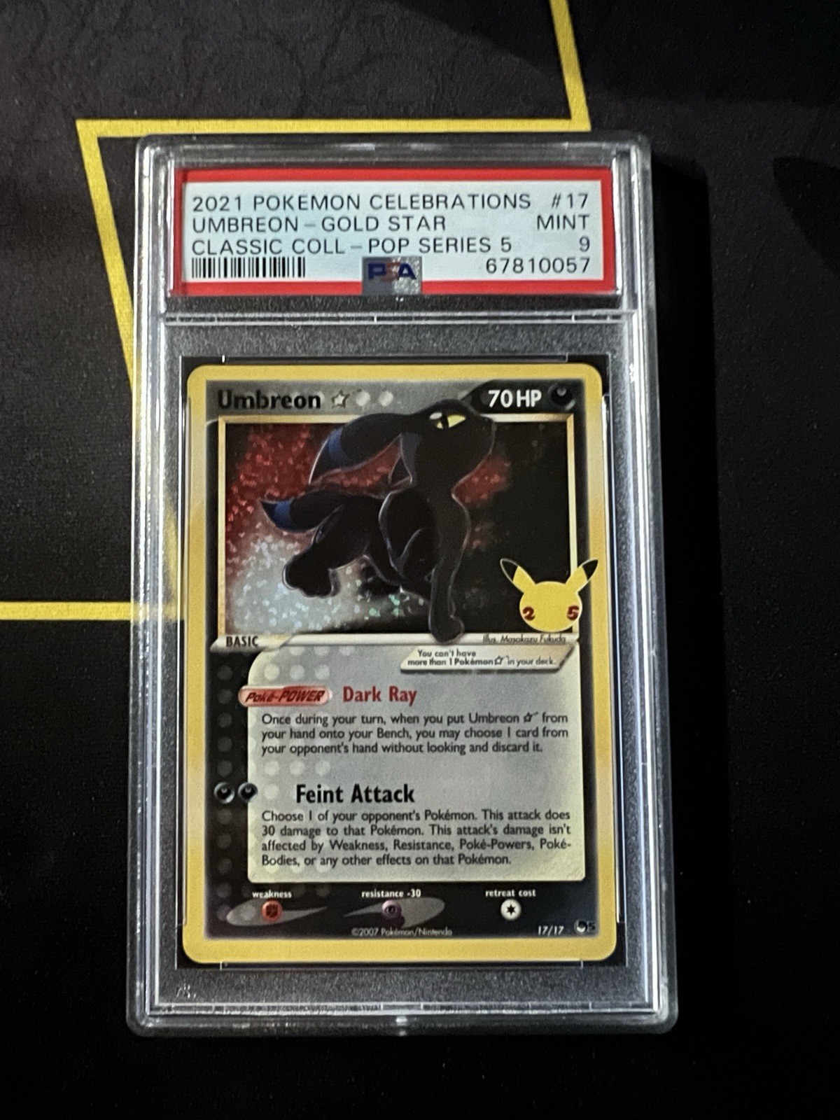 Umbreon 17/17 Gold Star Pokemon Celebrations PSA Mint 9