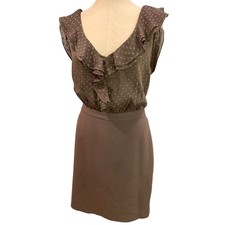 Size 12 Ann Taylor LOFT Dress Brown Sleeveless Blouse Bodice