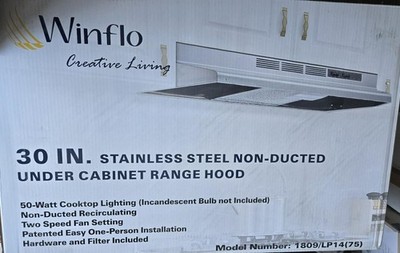 Winflo 30'' Stainless Steel Range Hood | Non-Ducted | Under Cabinet | 2-Speed Fan