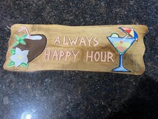 Colorful Handcrafted Carved Wood Tiki Bar Sign Wall Hanging 18 Long