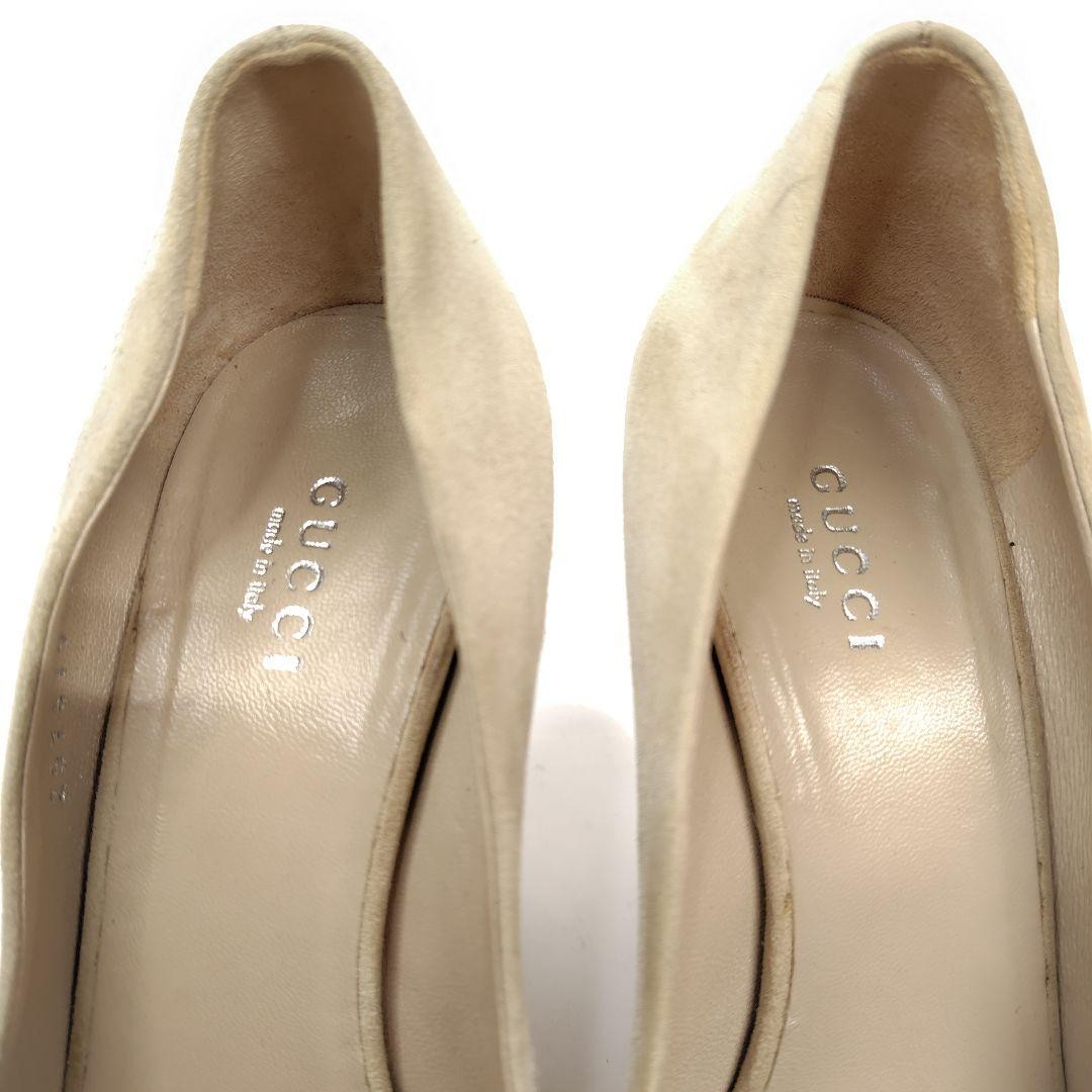 Gucci Open Toe Wedge Sole Sandals Beige Suede Size 36.5 US About6.5 Women thumbnail 18