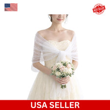 Pearl Bridal Shawl Sheer Tulle Wedding Cape Wrap Evening Dress Accessory