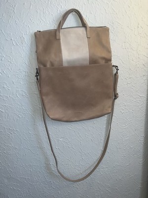ABLE Shoulder Tote Bag Taupe Genuine Leather Women's Laptop Workwear Diaper Bag