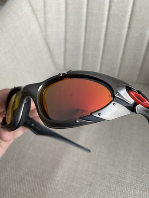 Vintage 90s Oakley Plate orange silver Glasses Outdoor Polarized