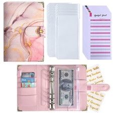 Budget Binder with Zipper Envelopes,A6 Money Organizer for Cash with 12PCS Ca...