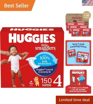 Gentle Huggies Little Snugglers Size 4 Diapers, 150 Count with Wetness Indicator
