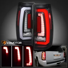 Black Fits 2007-2014 Chevy Tahoe Suburban LED Tail Lights Sequential Signal Lamp