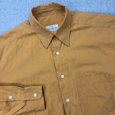 Ermenegildo Zegna Soft Shirt Mens L 39-15.5 Burnt Orange Hidden Button Italy