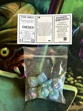 Chessex 38023 Hidden Wonders Frosted Waterlily / white Polyhedral 7 Dice Set