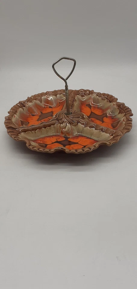 Vintage TTF JAPAN Brown Ceramic Serving Tray with Handle - #9012 - Image 2 of 4