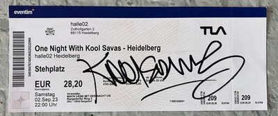 ORIGINAL autograph by Kool Savas. 100% GENUINE. ''ONE NIGHT WITH KOOL SAVAS'' TICKET