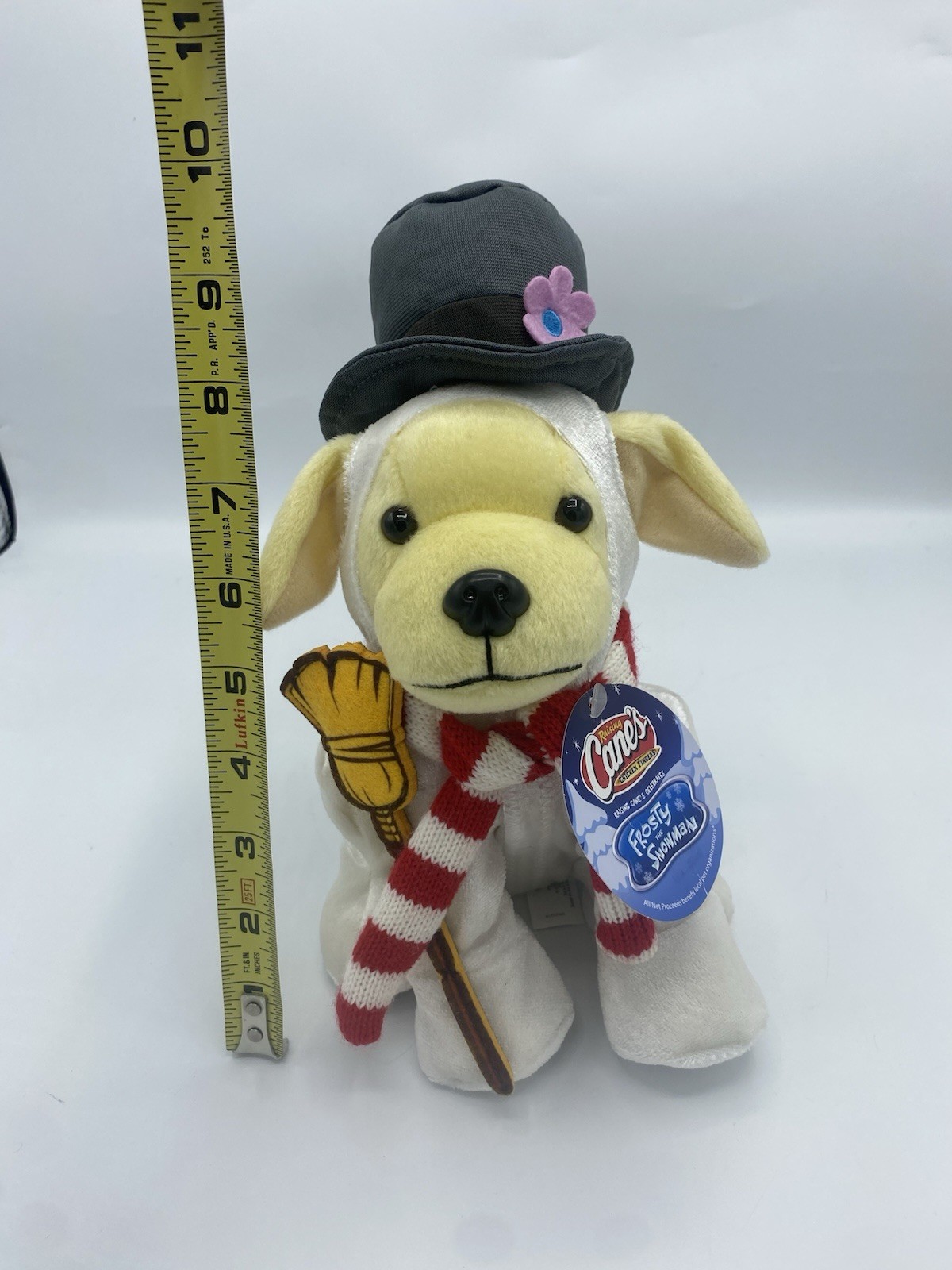 Raising Canes 10"  Frosty the Snowman Pup 2018 Christmas Holiday Plush Dog NWT