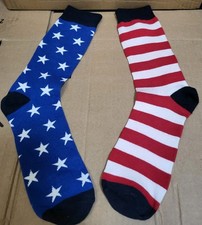 Red White Blue Stars Stripes Socks Unisex NWOT