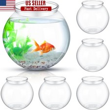 6 Pack Clear Plastic Fish Bowls Small Aquarium Fish Plants Decor Multiuse New