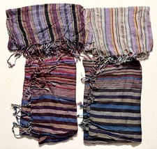 LOT of 4-cotton, silver Stripes India Dupatta Wrap Scarf Stole Chunri shawl NEW