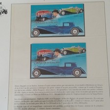 Bugatti 2 blocs-feuillets 1 timbre oblitérés cachet à la main bleu voitures