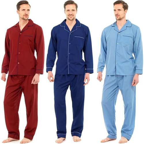Mens Pyjamas Sets Classic Plain Pjs Nightwear Top Bottoms Lounge Pants Trousers - 第 1/20 張圖片