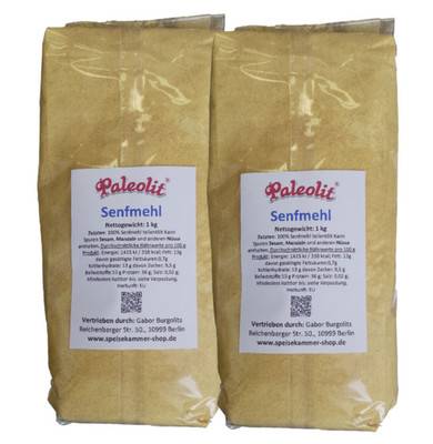 2 x 1kg Senfmehl gelb Senfpulver Senfkörner fein gemahlen teilentölt glutenfrei